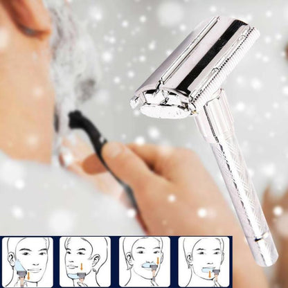 2 PCS Adjustable Safety Classic Stainless Steel Razor Men Safety Double Edge Blade Shaving - Manual Razor by PMC Jewellery | Online Shopping South Africa | PMC Jewellery