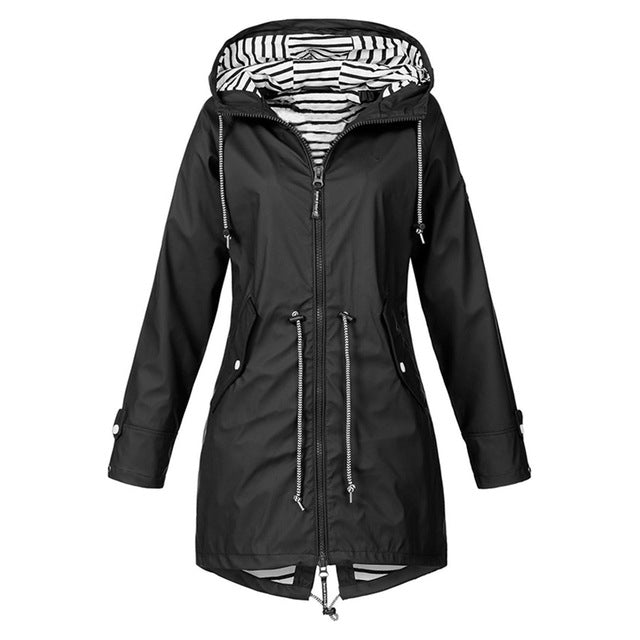 Women Waterproof Rain Jacket Hooded Raincoat, Size:L(Black) - Hoodie by PMC Jewellery | Online Shopping South Africa | PMC Jewellery