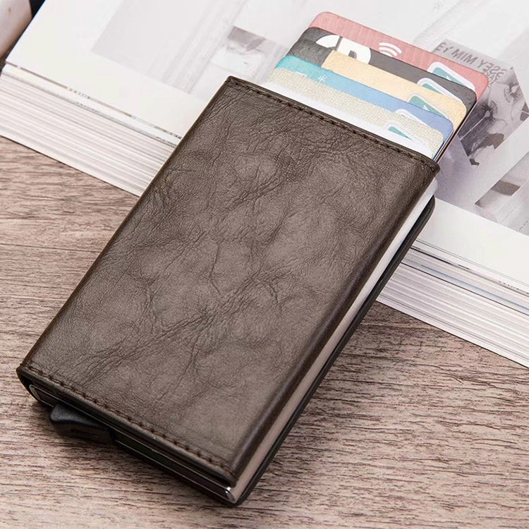 Magnetic RFID Bag Multifunctional Aluminum Automatic Pop-up Credit Card Package(Coffee) - free shipping - PMC TechLife - Order now!