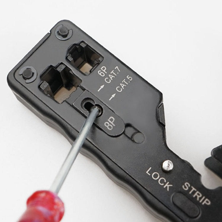 Multifunctional Seven-type Through-hole Crystal Head 6P8P Wire Stripping Network Tool Extrusion Crimping Wire Network Cable Pliers - Lan Cable and Tools by PMC TechLife | Online Shopping South Africa | PMC TechLife