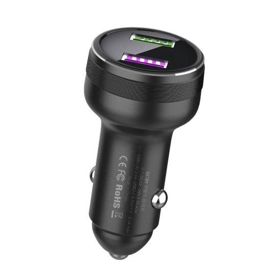 QIAKEY GX789 Dual USB Fast Charge Car Charger(Black) - Car Charger by QIAKEY | Online Shopping South Africa | PMC Jewellery