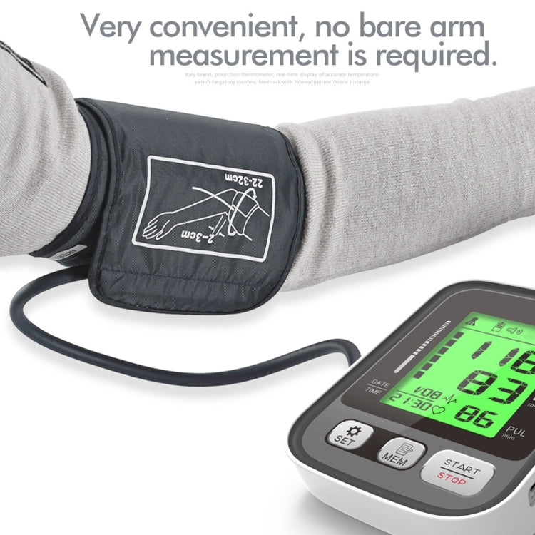 JZ-256A Tri-Color Backlight Automatic Upper Arm Sphygmomanometer Home Electronic Sphygmomanometer, Size:22-42cm(No Voice Broadcast) - Sphygmomanometer by PMC Jewellery | Online Shopping South Africa | PMC Jewellery