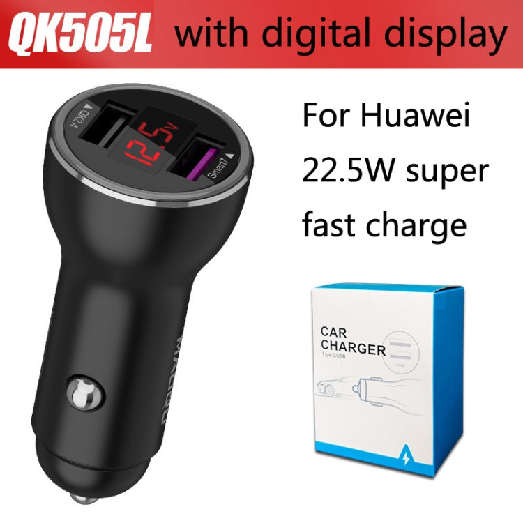 QIAKEY QK505L Dual Ports Fast Charge Car Charger(Black) - Car Charger by QIAKEY | Online Shopping South Africa | PMC Jewellery | Buy Now Pay Later Mobicred