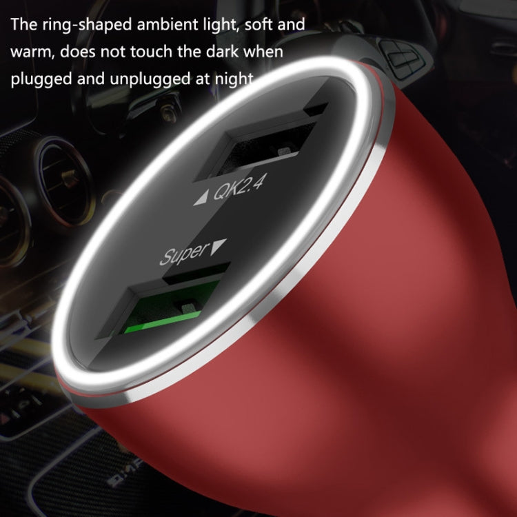 QIAKEY QK506L Dual Ports Fast Charge Car Charger(Red) - Car Charger by QIAKEY | Online Shopping South Africa | PMC Jewellery
