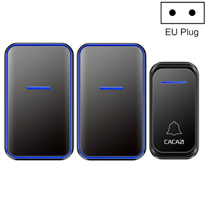 CACAZI A68-2 One to Two Wireless Remote Control Electronic Doorbell Home Smart Digital Wireless Doorbell, Style:EU Plug(Black) - Wireless Doorbell by CACAZI | Online Shopping South Africa | PMC Jewellery | Buy Now Pay Later Mobicred