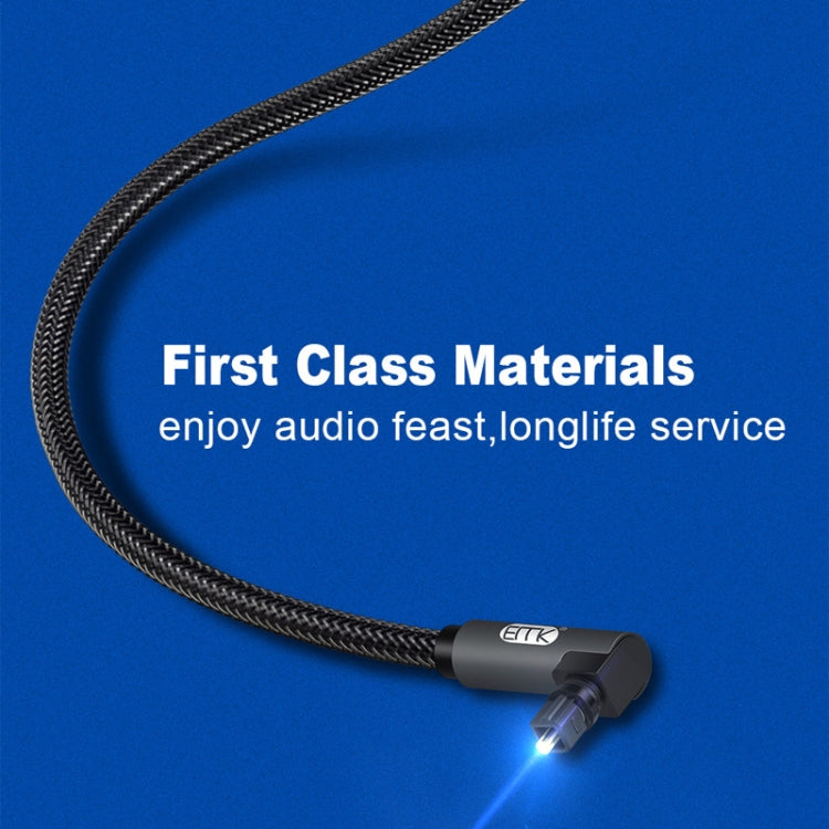 EMK 90 Degree Swivel Adjustable Right Angled 360 Degrees Rotatable Plug Nylon Woven Mesh Optical Audio Cable, Cable Length:2m(Black) - Audio Optical Cables by EMK | Online Shopping South Africa | PMC TechLife | Buy Now Pay Later Mobicred