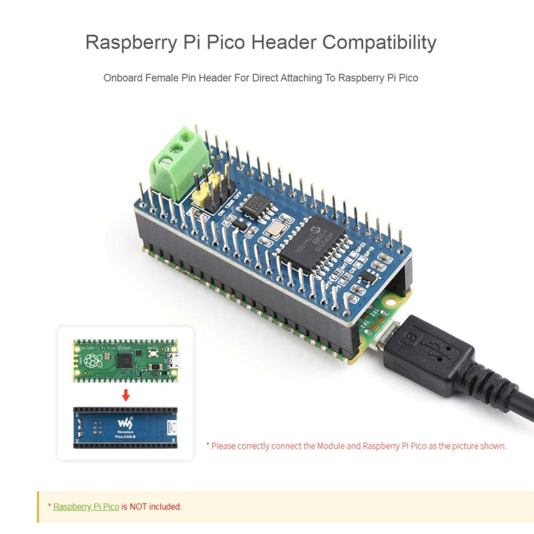 Waveshare For Raspberry Pi Pico CAN Bus Module (B),Enabling Long Range Communication Through SPI,23775 - free shipping - PMC TechLife - Order now!