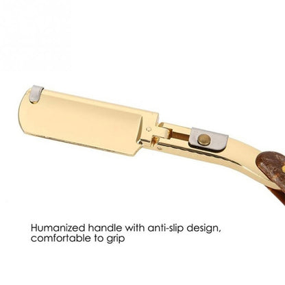 Manual Razor Folding Wooden Handle Men's Razor, Color:Gold - Manual Razor by PMC Jewellery | Online Shopping South Africa | PMC Jewellery