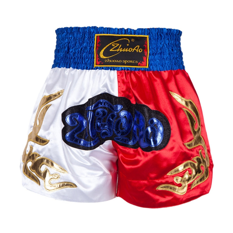 ZhuoAo Muay Thai/Boxing/Sanshou/Fighting Shorts for Men and Women, Size:S(Blue Waist Stitching) - Sportswear by ZhuoAo | Online Shopping South Africa | PMC Jewellery | Buy Now Pay Later Mobicred