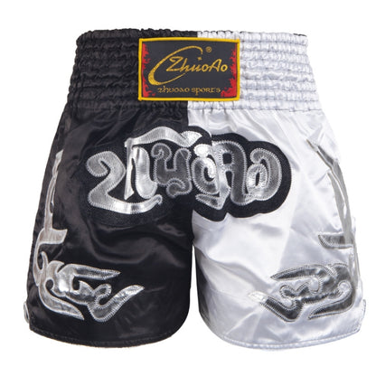 ZhuoAo Muay Thai/Boxing/Sanshou/Fighting Shorts for Men and Women, Size:XXL(Classic Black White) - Sportswear by ZhuoAo | Online Shopping South Africa | PMC Jewellery