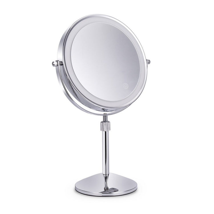 Desktop Double-SidedRound LED Luminous Makeup Mirror Liftable Magnifying Mirror, Specification:Plane + 5 Times Magnification(8-inch Battery Model) - Mirror by PMC Jewellery | Online Shopping South Africa | PMC Jewellery