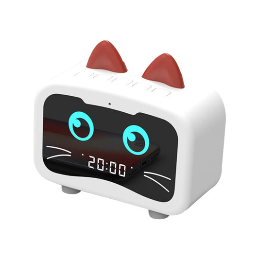 Creative Smart Wireless Mini Bluetooth Speaker Portable Computer Subwoofer Speaker with Alarm Clock(Cute Cat-White) - Mini Speaker by PMC Jewellery | Online Shopping South Africa | PMC Jewellery