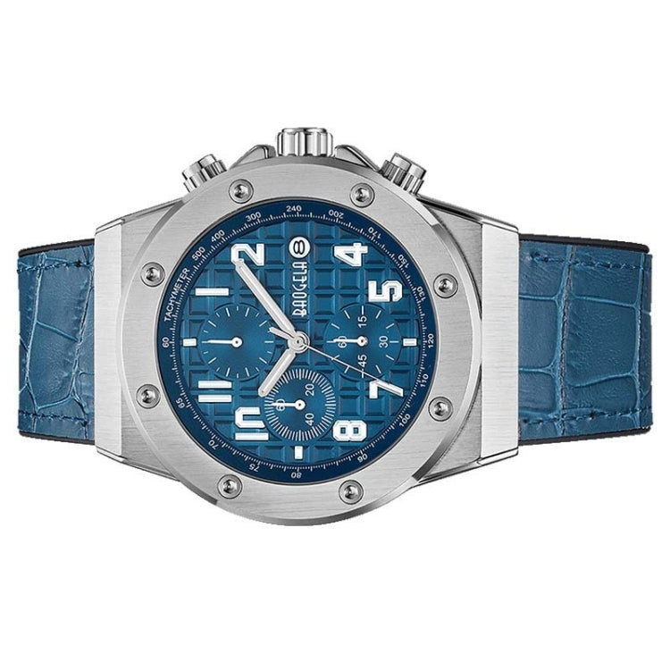 BAOGELA 1805 Sports Quartz Men Watch Luminous Silicone Watch(Silver Shell Blue Surface) - Silicone Strap Watches by BAOGELA | Online Shopping South Africa | PMC Jewellery | Buy Now Pay Later Mobicred