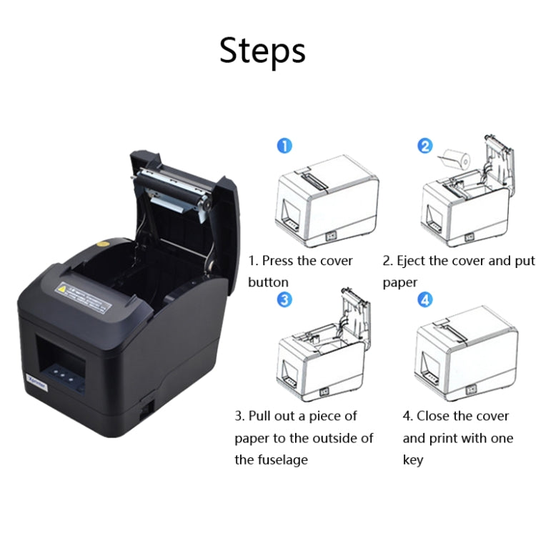 Xprinter XP-A160M Thermal Printer Catering Bill POS Cash Register Printer, Style:UK Plug(Network Port LAN) - Printer by Xprinter | Online Shopping South Africa | PMC Jewellery