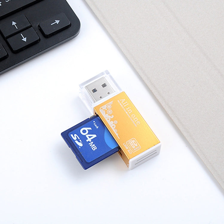 Multi in 1 Memory SD Card Reader for Memory Stick Pro Duo Micro SD,TF,M2,MMC,SDHC MS Card(Gold) -  by PMC TechLife | Online Shopping South Africa | PMC TechLife