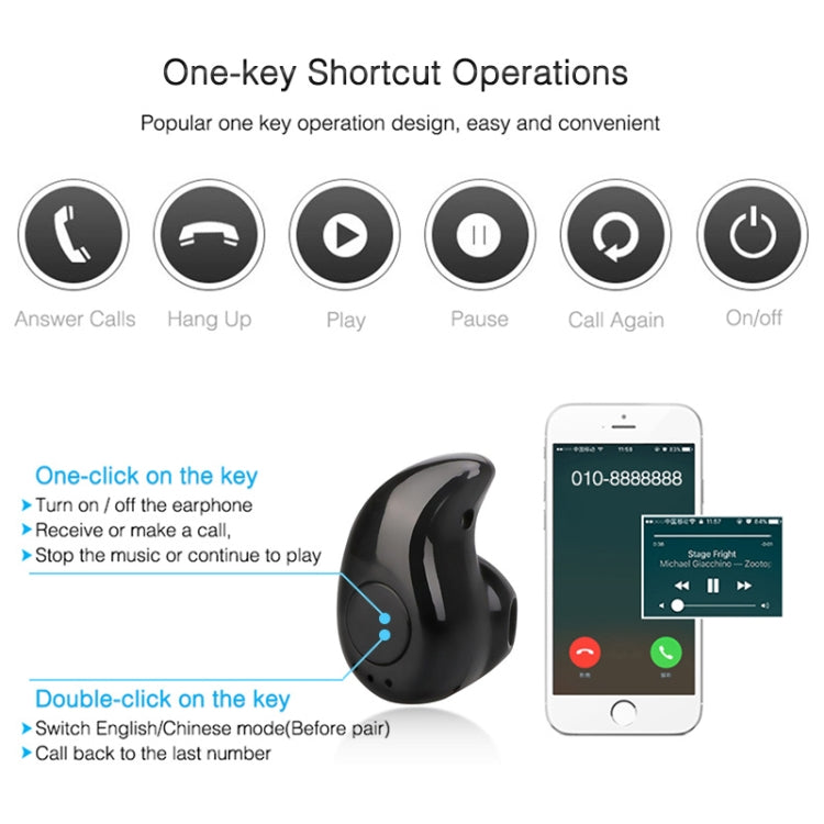 S530 Mini In-ear Sport Handsfree Wireless Bluetooth Earphone, with Microphone(blue) - Bluetooth Earphone by PMC TechLife | Online Shopping South Africa | PMC TechLife