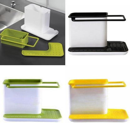 2 PCS Kitchen Sponge Organizer Stands Box Self Draining Sink Storage Rack(Yellow) - Shelf by PMC Jewellery | Online Shopping South Africa | PMC Jewellery