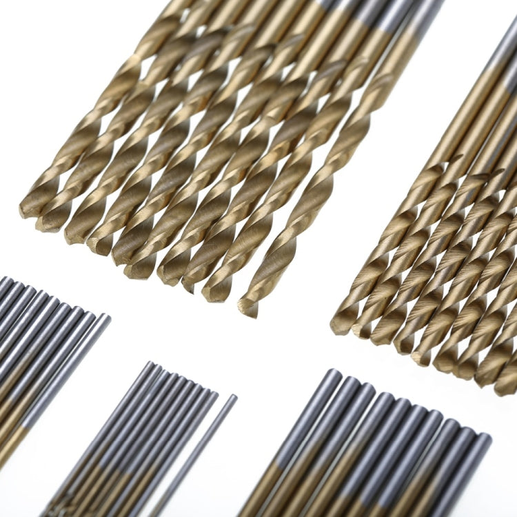 50 PCS/Set Titanium Coated Drill Bits High Speed Steel Drill Bit Set Power Drilling Tools - Drill & Drill Bits by PMC TechLife | Online Shopping South Africa | PMC TechLife