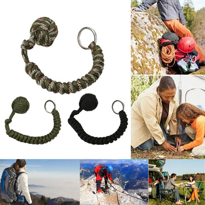 Outdoor Security Protection Black Monkey Fist Steel Ball Bearing Self Defense Lanyard Survival Key Chain(Camouflage Green1) - Self-defense Protection by PMC Jewellery | Online Shopping South Africa | PMC Jewellery