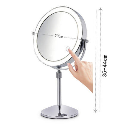 Desktop Double-SidedRound LED Luminous Makeup Mirror Liftable Magnifying Mirror, Specification:Plane + 7 Times Magnification(8-inch Rechargeable) - Mirror by PMC Jewellery | Online Shopping South Africa | PMC Jewellery