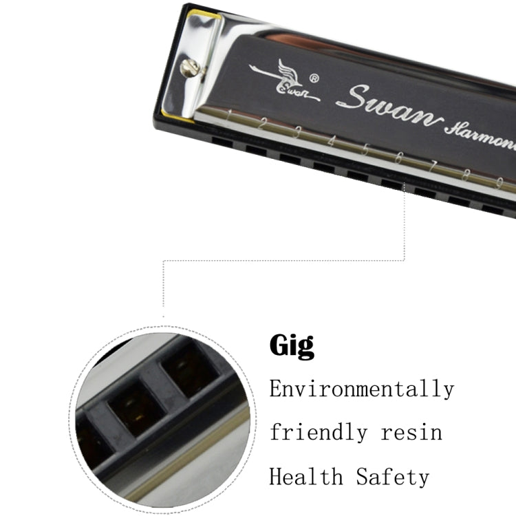 Swan 10 Holes Full-scale Bruce Harmonica Beginner Children Adult Students Playing Musical Instruments - Wind Instruments by PMC TechLife | Online Shopping South Africa | PMC TechLife