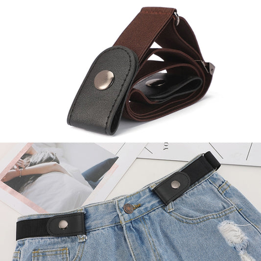 Buckle-free Elastic Force PU Leather Waistband, Length: 110cm(Brown) - Belts by PMC Jewellery | Online Shopping South Africa | PMC Jewellery