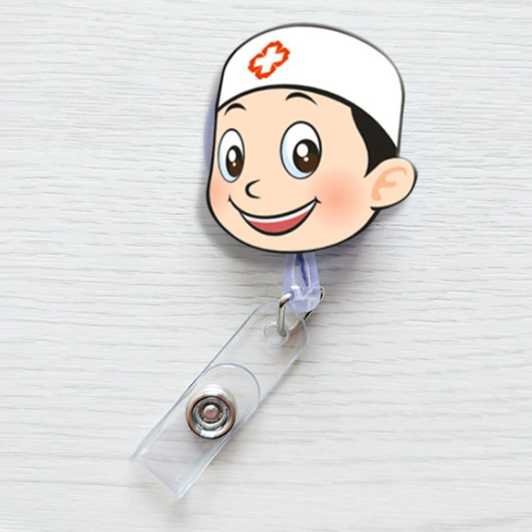 Doctor Head Pattern Cute Retractable Badge Reel Student Nurse ID Name Card Badge - Name Card Holder by PMC Jewellery | Online Shopping South Africa | PMC Jewellery