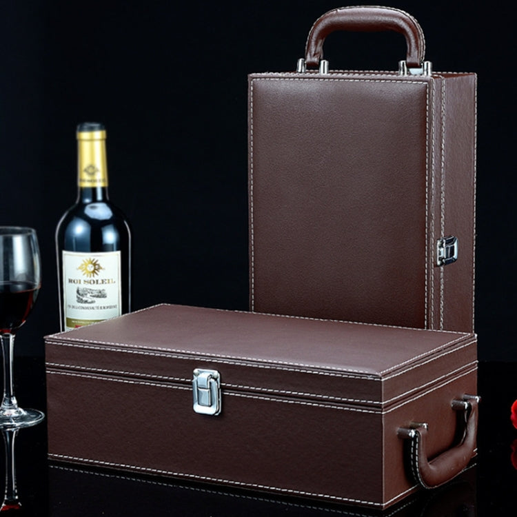 Wine Gift Box Double Stick with Tools Wine Gift Box Leather Box(Brown) - Storage Boxes by PMC Jewellery | Online Shopping South Africa | PMC Jewellery