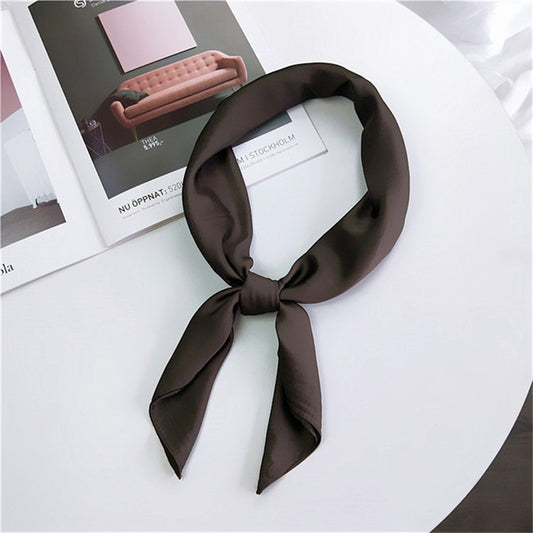 Soft Imitated Silk Fabric Solid Color Small Square Scarf Professional Silk Scarf for Women, Length: 70cm(Dark Brown) - Scarf by PMC Jewellery | Online Shopping South Africa | PMC Jewellery