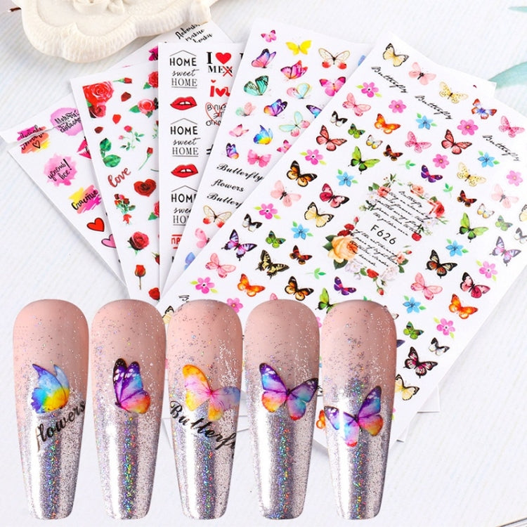 10pcs 3D Adhesive Butterfly Retro Rose Color Nail Art Sticker(F-666) - Nail Stickers by PMC Jewellery | Online Shopping South Africa | PMC Jewellery