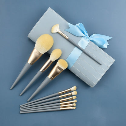 10 PCS / Set Makeup Brush Corn Silk Fiber Hair Loose Powder Brush Face And Eye Makeup Brush, Style:With Blue Bag - Makeup Brushes by PMC Jewellery | Online Shopping South Africa | PMC Jewellery