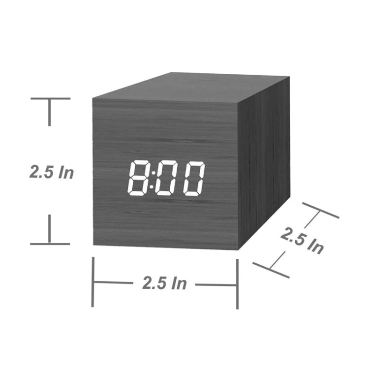 Multicolor Sounds Control Wooden Clock Modern Digital LED Desk Alarm Clock Thermometer Timer Black White - Alarm Clocks by PMC Jewellery | Online Shopping South Africa | PMC Jewellery