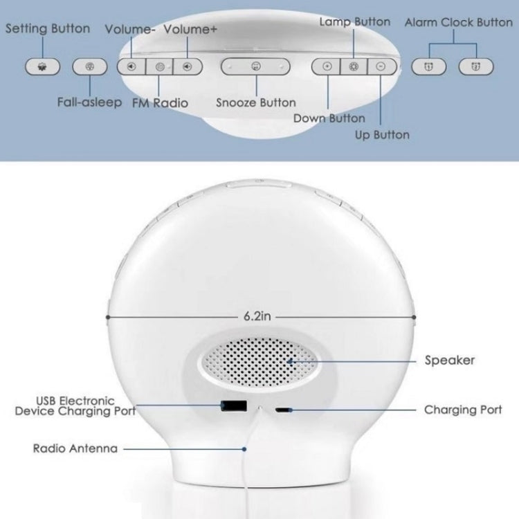 Alexa Voice-Activated Electronic Alarm Clock Sunrise Wake Up Night Light Support Smart APP Control, UK Plug(White) - Alarm Clocks by PMC TechLife | Online Shopping South Africa | PMC TechLife