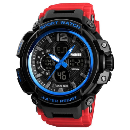 SKMEI 1343 Men Outdoor Sports Waterproof Watch Student Digital Watch(Blue Red) - Leather Strap Watches by SKMEI | Online Shopping South Africa | PMC Jewellery | Buy Now Pay Later Mobicred