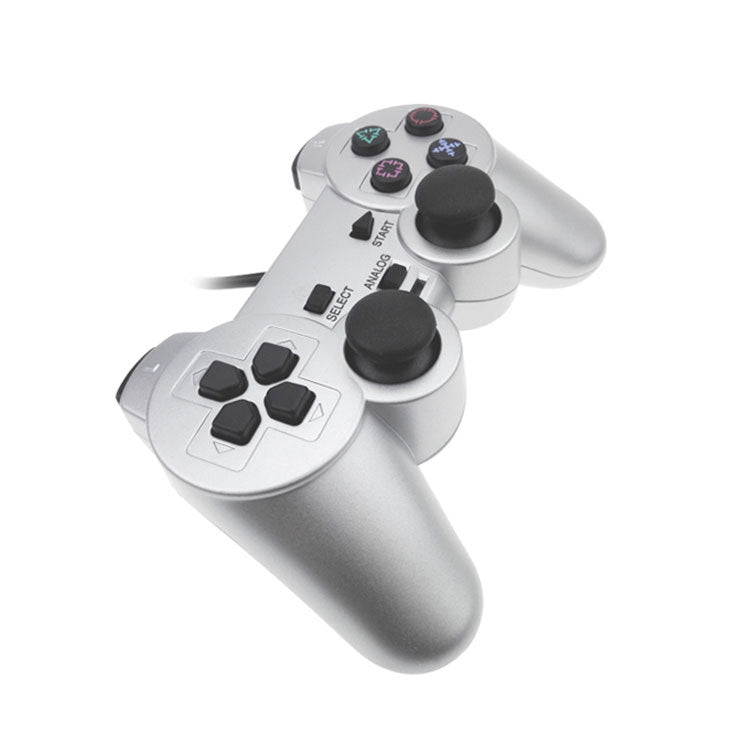 Wired Gamepad Dual Motor Vibration Silver Fuel Injection Gamepad Suitable For PS2 - Gamepads by PMC Jewellery | Online Shopping South Africa | PMC Jewellery