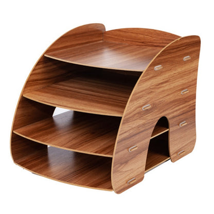 Office Supplies Curved Desktop A4 Storage Box Wooden File Rack Data Rack Shelf(Oak) - Shelf & Hooks by PMC Jewellery | Online Shopping South Africa | PMC Jewellery