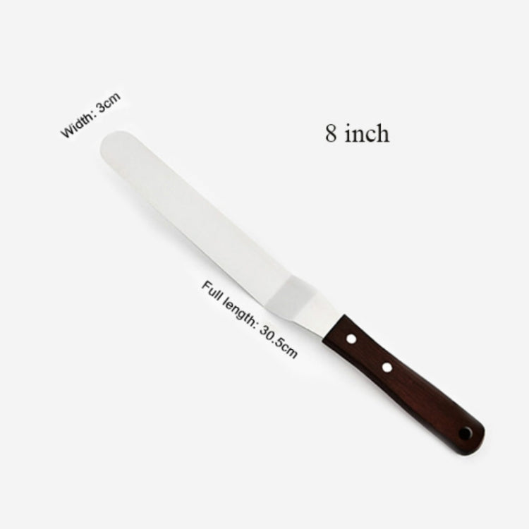3 PCS Wooden Handle Spatula Baking Stainless Steel Cake Straight Knife(With Hole Curved Section 8 Inch) - Baking Pastry Tools by PMC TechLife | Online Shopping South Africa | PMC TechLife