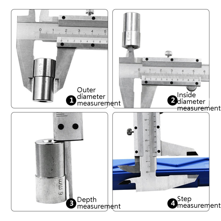 0-150mm Vernier Caliper Carbon Steel Precision Measuring Caliper Four-Purpose Measuring Tool - Measuring Tools by PMC TechLife | Online Shopping South Africa | PMC TechLife