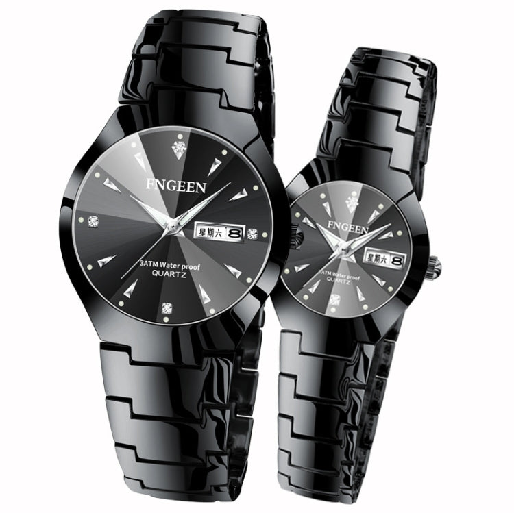 FNGEEN 5808 Men Fashion Steel Strap Quartz Watch Couple Watch(White Steel Black Surface) - Couple Watches by FNGEEN | Online Shopping South Africa | PMC Jewellery | Buy Now Pay Later Mobicred