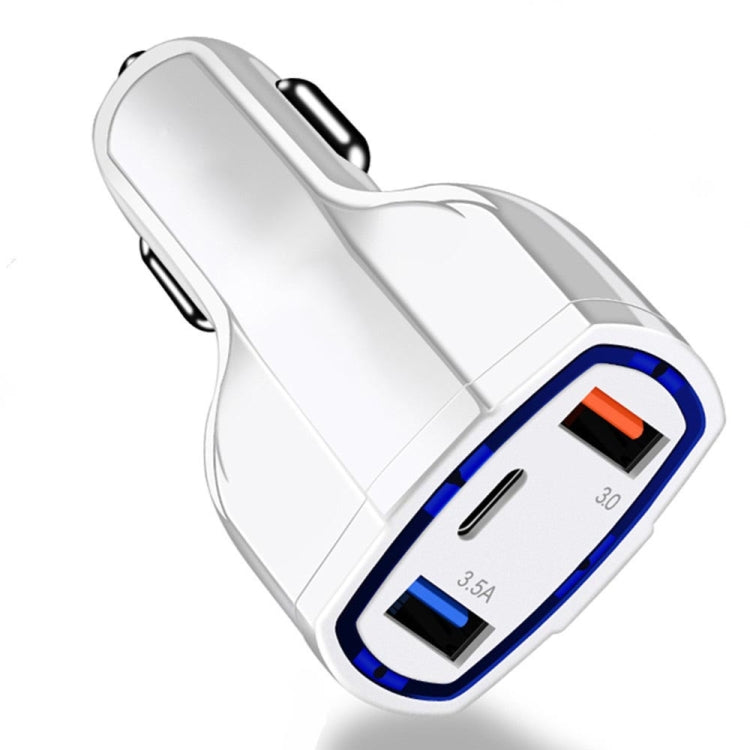 2 PCS QC3.0 Fast Charge Car Charger 3.5A Dual USB With Type-C Interface Output Car Charger(White) - Car Charger by PMC Jewellery | Online Shopping South Africa | PMC Jewellery