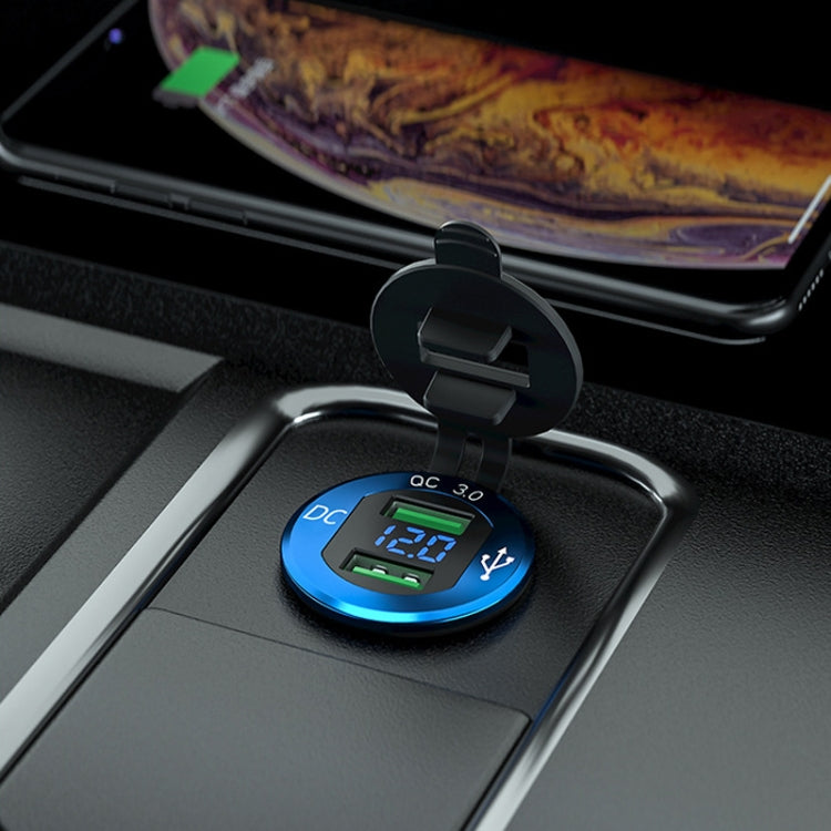 Car Motorcycle Modified USB Charger QC3.0 Metal Water-resistant Fast Charge(Red Shell Red Light) - DIY Modified Charger by PMC TechLife | Online Shopping South Africa | PMC TechLife