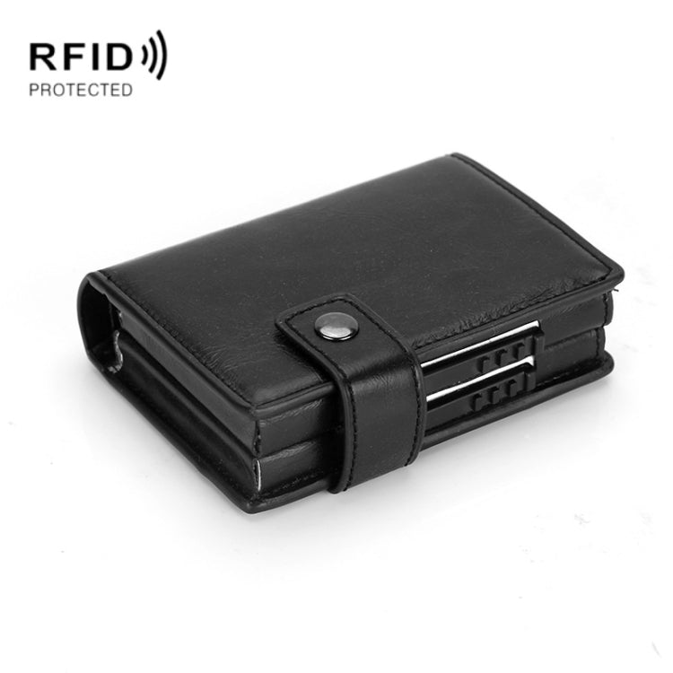 Dual Card Aluminum Alloy Card Box RFID Anti-Theft Wallet(Mad Horse Black) - Antimagnetic RFID Package by PMC Jewellery | Online Shopping South Africa | PMC Jewellery | Buy Now Pay Later Mobicred