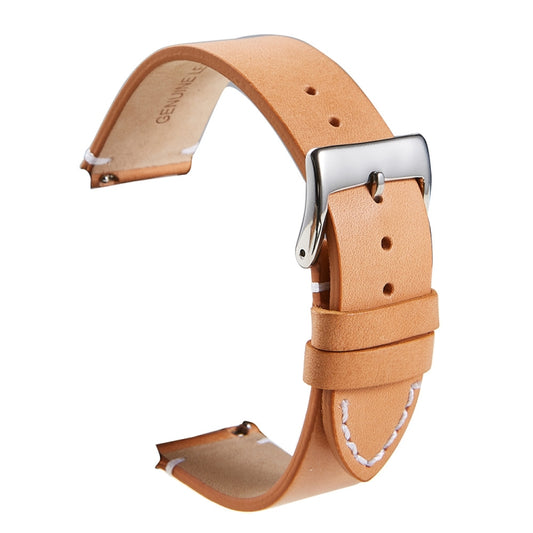 First Layer Retro Cowhide Frosted Leather Quick Release Universal Watch Band, Size： 18mm(Khaki) - 18mm Bands by PMC Jewellery | Online Shopping South Africa | PMC Jewellery | Buy Now Pay Later Mobicred