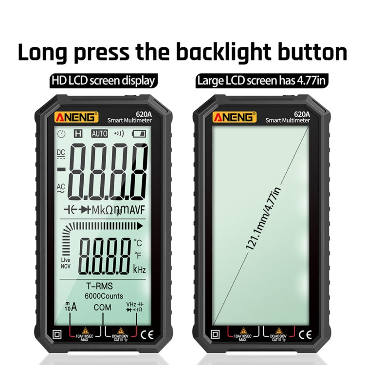 ANENG 620A Full Screen Smart Digital Multimeter(Red) - free shipping - PMC TechLife - Order now!
