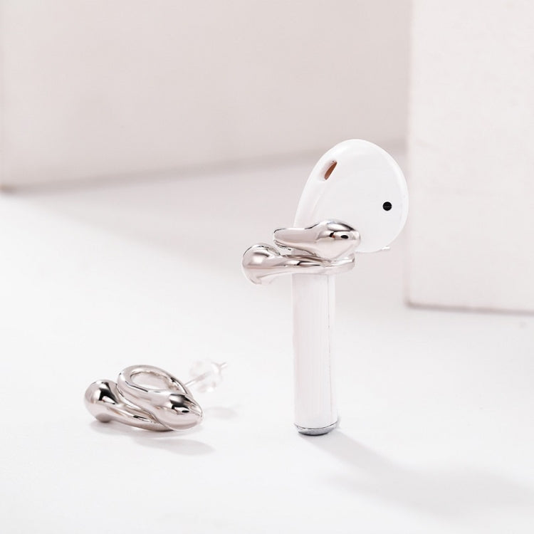 2 Pairs 925 Silver Needle Wireless Earphones Snake-Shaped Embrace Anti-Lost Earrings For AirPods(Steel Color) - Anti-lost & Holder by PMC Jewellery | Online Shopping South Africa | PMC Jewellery