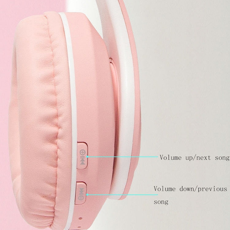B39 Macaron Wireless Bluetooth Headset Foldable Gaming Headset Support TF Card(Cherry Pink) - Headset & Headphone by PMC Jewellery | Online Shopping South Africa | PMC Jewellery