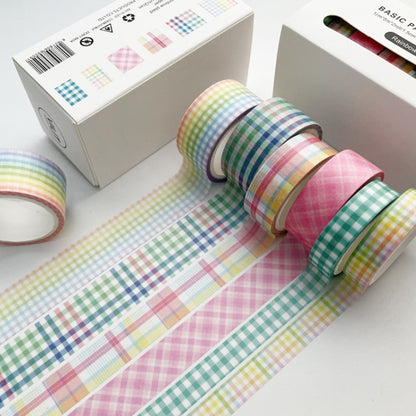 Paper Lattice Decorative Material Tape For Handbook(Rainbow Plaid) - Tape & Solid glue by PMC Jewellery | Online Shopping South Africa | PMC Jewellery