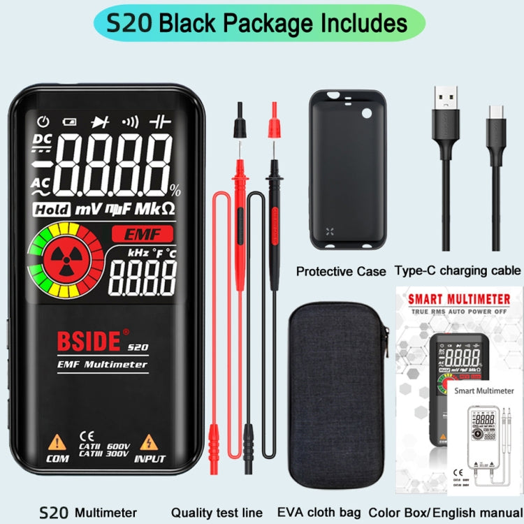 BSIDE S20 Intelligent Large Screen Electromagnetic Radiation Multimeter Tester - Digital Multimeter by BSIDE | Online Shopping South Africa | PMC Jewellery | Buy Now Pay Later Mobicred