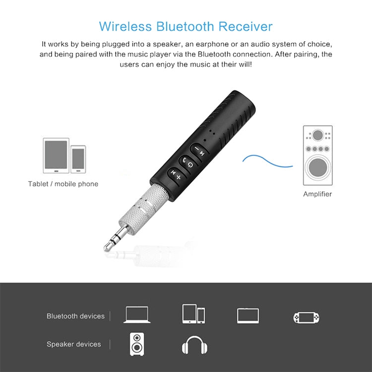 H-139 3.5mm Lavalier Bluetooth Audio Receiver with Metal Adapter(White) - Audio Receiver Transmitter by PMC TechLife | Online Shopping South Africa | PMC TechLife