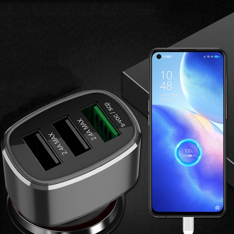 Three USB Ports Car Fast Charging Charger For Huawei/For OPPO/VIVO/OnePlus And Other Flash Charging, Model: GT680 Black - Car Charger by PMC Jewellery | Online Shopping South Africa | PMC Jewellery